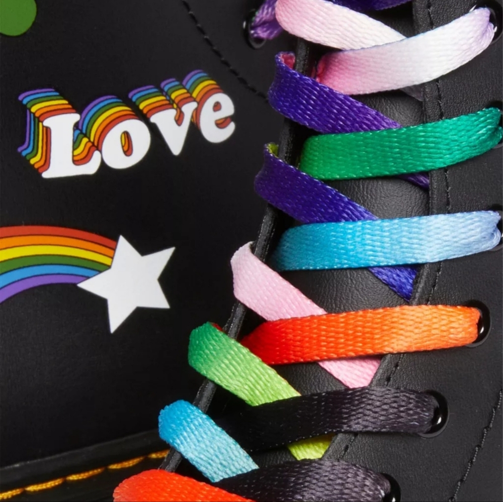 Dr. Martens 1460 Black Boots with Rainbow Accents Side Zipper Size 8 - Picture 5 of 11